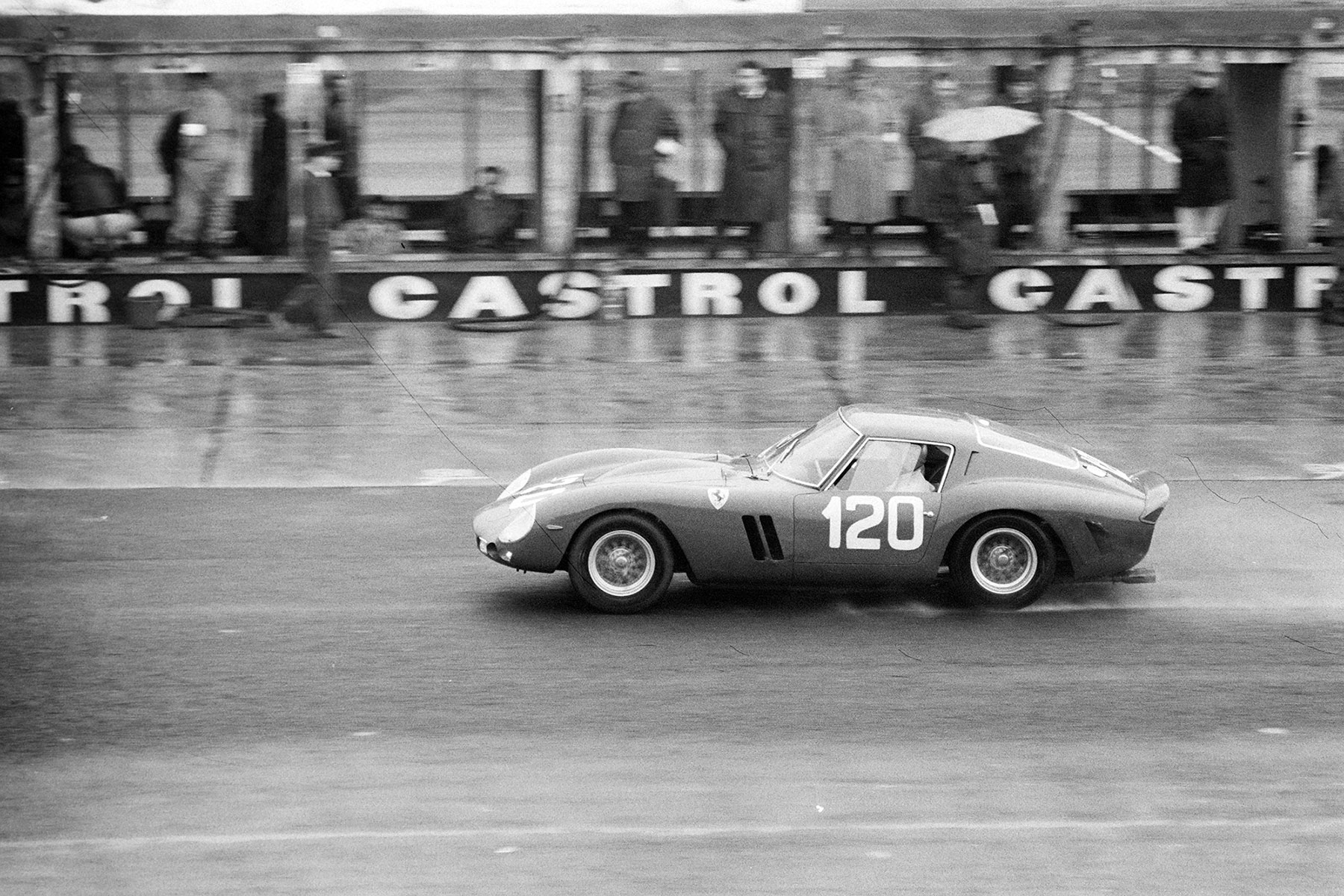 Chassis no. 3765, race #120, driven by Mike Parkes and Willy Mairesse during the Nürburgring 1000 kms at Nürburgring on 27 May 1962.
